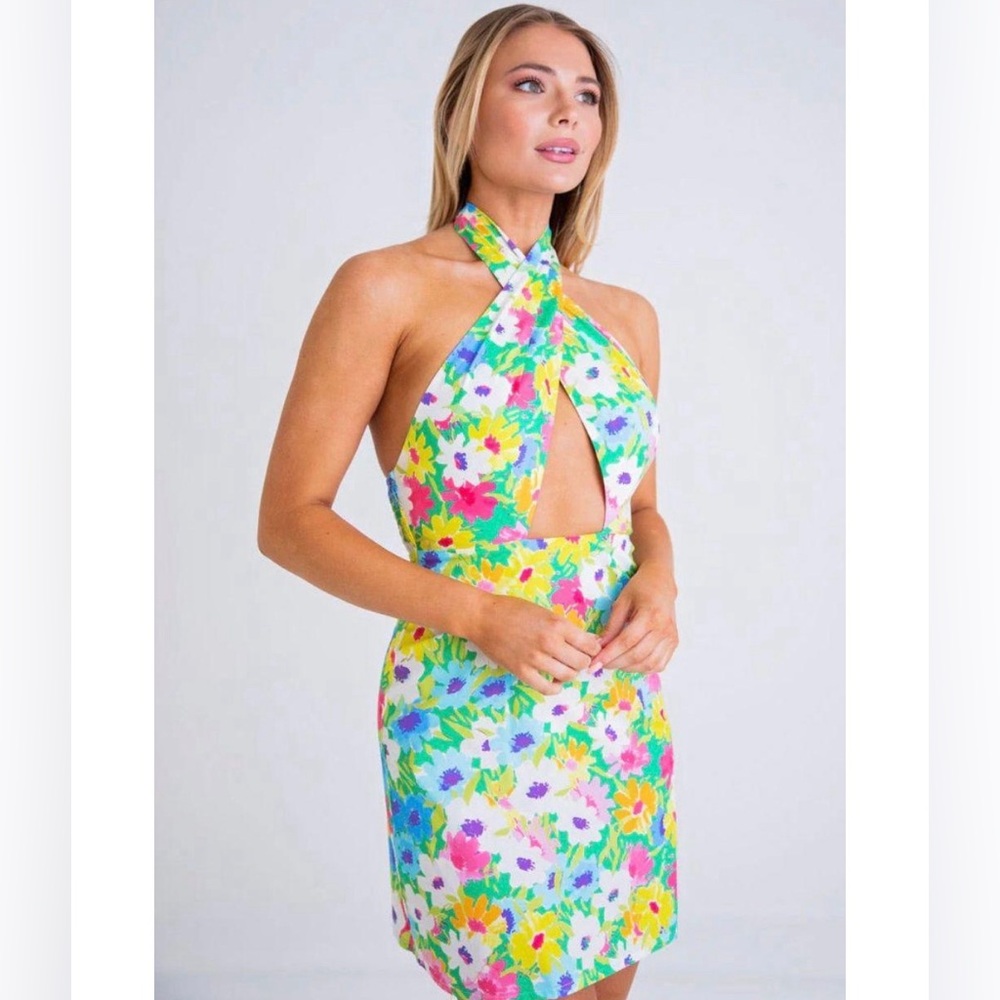 Bright Floral Halter Sundress